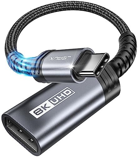 JSAUX USB C DisplayPort Adapter DP1.4 [8K@60Hz, 4K@144Hz 120Hz, 2K@240Hz] Dynamic HDR, 3D Typ C auf Display Port für Thunderbolt 4/3 Kompatibel mit Oculus Rift S, MacBook, Reverb G2, Dell XPS, Surface