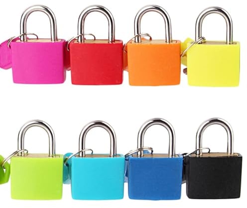 KEYRI 8 Piezas Candado Colores con Llave Candado Maleta Viaje Candado Taquilla Candado Mochila Multicolor Mini Cerradura de Maleta para Equipaje Mochila de Viaje Maleta Mochila Gimnasio (8 Piezas)