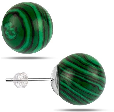 Natürlicher grüner & schwarzer Streifen Achat Ohrringe für Frauen, Edelstein Post Ohrstecker, 8mm handgefertigte Naturstein Ohrringe Ohrstecker für Mädchen (Grün-schwarz gestreifter Achat)
