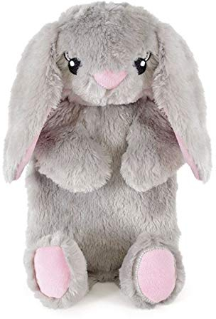 K Collection 3D Novelty Hot Water Bottle with Removable Cover - Grey Bunny Design - Soft Plush Cover - Premium Natural Rubber