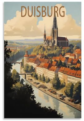 PuPLuM Duisburg, Deutschland, Vintage-Reiseposter, Landschaft, 20 x 30 cm, Leinwand-Kunst-Poster für Wohnzimmer, Dekoration, Gemälde für Heimdekoration