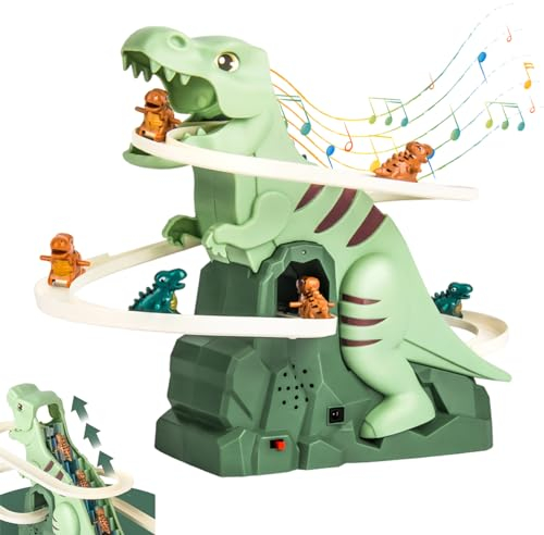 Jouet d'escalade dinosaure, toboggan dinosaure, jouet électrique d'escalade d'escalier, circuit de course, jouet de montagnes russes dinosaures avec lumière et musique, cadeau pour enfants