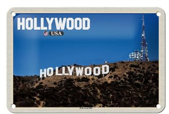 FEMER Blechschild Reise 18x12cm Hollywood USA Hollywood Hills Dekoration