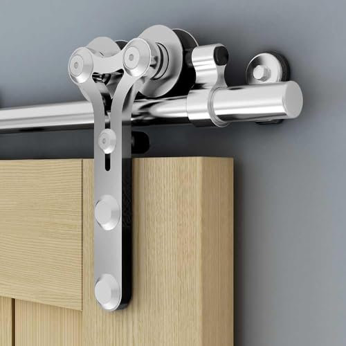 ETIASQSA 213CM/7FT Schiebetür Schiene Schiebetürbeschlag Edelstahl Schiebetürsystem Komplettset für 1 Holztür(Y Form)
