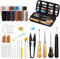 HIOQFR 49pcs Kit da Cucito in Pelle Kit per Cucire la Pelle a Mano Kit Lavorazione Pelle e Cuoio Ago e Filo per Cucire Pelle Aghi Strumenti per Artigianato in Pelle Kit di Riparazione Tappezzeria