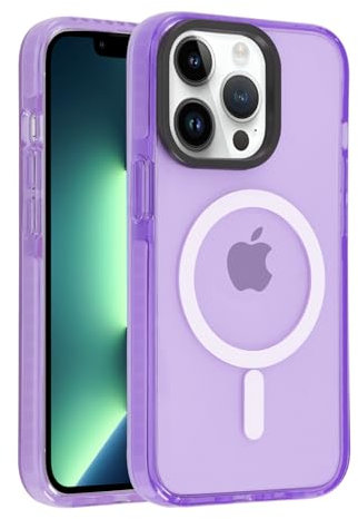 Coiwxmoi Magnetica Cover per iPhone 13 Pro 6,1, Custodia Compatibile con Magsafe, Sottile Morbido Trasparente Silicone TPU Antiurto Hard PC Anti-Graffio Protettiva Case per iPhone 13 Pro, Viola