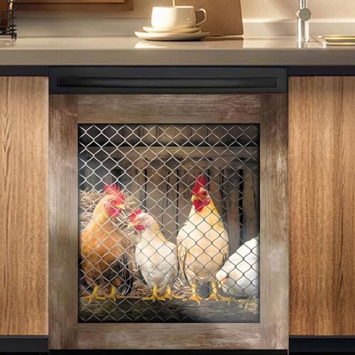23 W x 26 H inches Dishwasher Cover Decorative Magnet Rooster Kitchen Dishwasher Covers for The Front Dishwasher Door Magnet (SWCXT08)