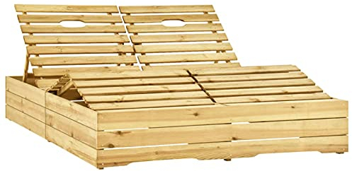 Sufrk Doppel-Sonnenliege Grün Imprägniertes Kiefernholz Garten Relaxsessel Pool Lounge Chair TerrassenmöBel Wetterfest - 315405