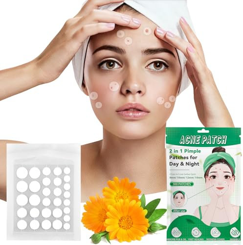 Pimple Patches, 300 Stück Hydrocolloid Anti Pickel Patches Unsichtbare Acne Patch mit Salicylsäure & Teebaumöl & Centella Asiatica 2-in-1 Tag & Nacht Pickel Pflaster Patches für Gesicht 4 Größen