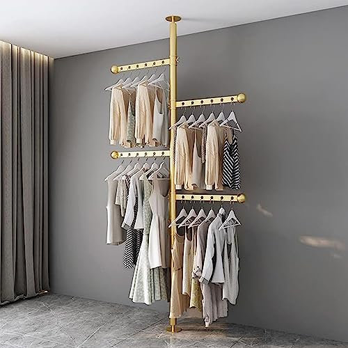 Teleskop Garderobensystem Teleskopstange Kleiderständer Verstellbares Garderobenständer Teleskop Garderoben System Verstellbares Regalsystem (Höhenverstellbar 1.5~2.8 M)