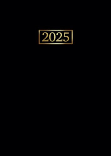 2025: Kalender 2025 Buchkalender 1 Tag 1 Seite von Januar bis Dezember || 12 Monate XXL Tagesplaner Organisator für Zeitmanagement || DIN A4 - Schwarz