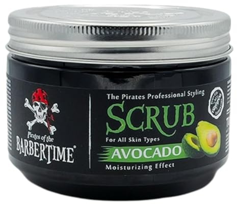 BARBERTIME Avocado Face Scrub 300ml | Sanftes Gesichtspeeling mit Aprikosenkern & Avocadoöl | Reinigt porentief, pflegt & spendet Feuchtigkeit | Für alle Hauttypen