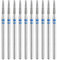 sourcing map 10pcs 120-140 Grits Diamond Grinding Bit 2mm Tapered Head 2.35mm Shank 10mm Length Stone Sanding Drill Bits Rotary Tool for Ceramic Glass Nails Grinding Polishing, Blue
