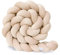 AmphaDeco Bettschlange Babybett Nestchenschlange 1 2 3 4 5 M, Hautfreundliche Baby Seitenschläferkissen Bettschlange, Geflochtenes Seitenschläferkissen, Dekokissen Geflochten,Beige,500cm