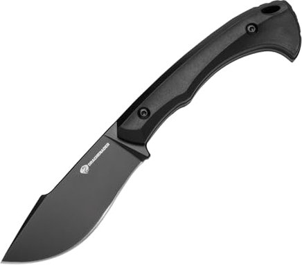 DRACHENADER Feststehendes Outdoor Messer L-Y, Jagdmesser, mit 8 cm Klinge aus 5Cr13MoV Stahl, Gürtelmesser mit ABS-Scheide, Gürtelclip, für Camping, Voll-Schwarz (ohne Feuerstahl)