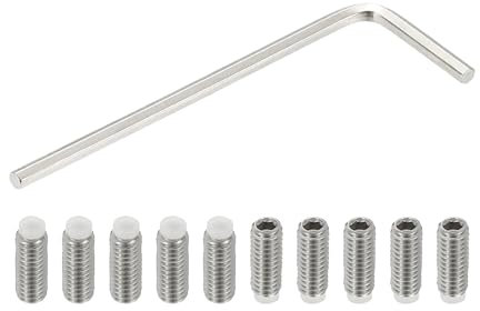 PATIKIL M4x10mm Nylon Tip Grub Screw, 10pcs 304 Stainless Steel Metric Hex Socket Head Cup Point Bolt Anti Slip Internal Hex Drive Hardware with l Key Wrench