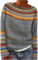 JIALING Norweger Pullover Damen Kaschmir, Winterpullover Elegant Bunt Cashmere Strickpullover Wollpullover Rundhals, Warmes Herbst-Winter Outfit in Großen Größen (B,2XL)