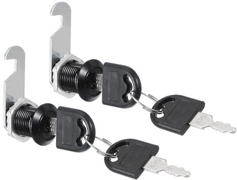 PATIKIL Cerradura de Cajón Cerraduras para Armarios con Llaves 2 Unidades 20mm (7/9) Cilindro de Cerradura de Seguridad de Aleación de Zinc con Leva Diferente para Puerta Armario Negro
