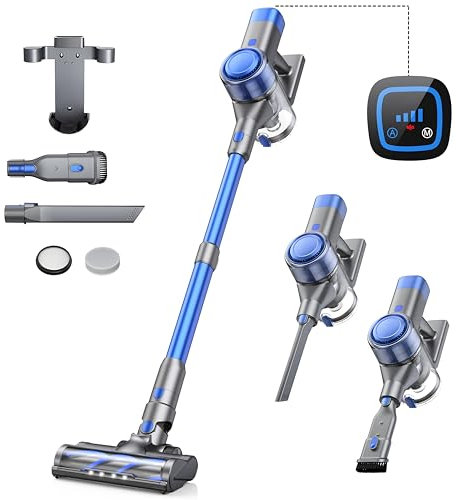 Akku Staubsauger 450W/38000pa mit Wandmontierte Ladestation & Automodus & LED-Touchscreen,VC50 Staubsauger Kabellos bis zu 55 MIN Akkulaufzeit, Kabelloser Staubsauger Akku mit Anti-Tangle-Bodenbürste