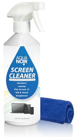 Aquanoir Screen Cleaner Spray with Microfiber Cloth (500ml) - TV Screen Cleaner for Phone, Computer, Ipad, Monitor & Laptop Screen Cleaner - Ideal for cleaning OLED, LCD, LED, PC, Macbook, Iphone