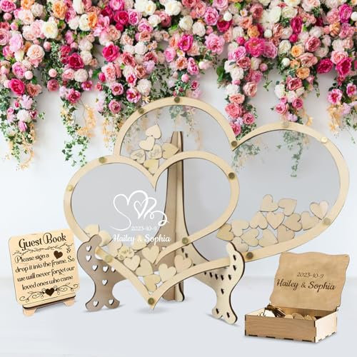 Personalisiertes Gästebuch aus Holz - Lustige Alternativen für Hochzeiten, Rustic Lawn Hochzeit, Individuelles Geschenk für Freunde (Stil 7)