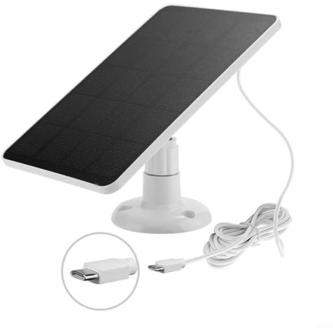 Solarladegerät für den Außenbereich, 4 W, Solarmodul-Ladegerät für Blink-Kamera, Sicherheitssystem für den Außenbereich, mit 3 m langem Kabel, verstellbare Halterung, wetterfestes Design (C Weiß)