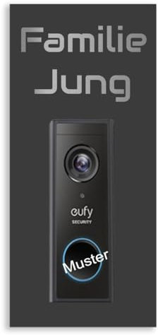Jung Edelstahl Design Türschild für Eufy S220 oder S220 Add-on Unit aus V2A Edelstahl - Klingelschild 16x20 cm oder 22x10 cm Haustürschild mit Namen personalisierbar (Anthrazit RAL 7016, 10x22 cm)