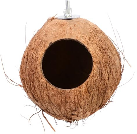 Toddmomy Handgefertigtes Vogelnest Kokosnussschale Mit Breitem Eingang Schlafplatz Und Futterhaus Für Kleine Vögel Im Freien Garten Oder Balkon Braun