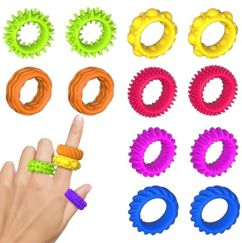 12 Stück Fidget Toys Set - Inklusive Fidget Ring & Sensorische Spielzeuge, Anti-Stress Fidget Toys für Kinder & Erwachsene, Beruhigende Fidget Toy für ADHS & Autismus