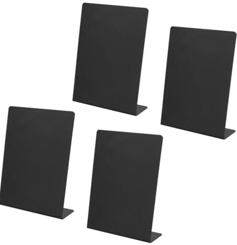 4 Stk.Kreidetafel Aufsteller,DIN A5,L-Form Kleine Tafel,Schiefertafel Klein | Schwarze Mini Tafel Zum Beschriften für Restaurant Buffet Hochzeit, 210x152 mm