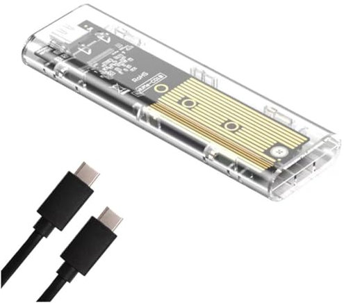 Orolotay M2 SSD Enclosure M2 SSD Case M.2 NVMe+NGFF Dual Protocol SSD Enclosure USB 3.2 Gen2 10Gbps Transparent External Drive Case for PC B