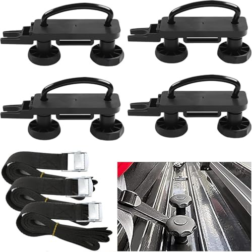 TIHOOK 4 PCS Universal Roof Box Mounting U Bracket for Car Van | Mounting Fitting Kit with 8 Heavy Duty Lock Nuts and 3 Metal Buckle Bandages, Roof Box U Bolts Clamps