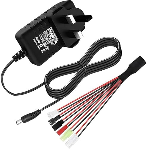 Yangers 2.4V 3.6V 4.8V 6V 7.2V 8.4V 9.6V 12V 2S 3S 4S 5S 6S 7S 8S 9S NIMH/NICD RC Battery Charger Kit, Mini Tamiya/SM 2P/JST/XH/Futaba 2 Pin Connector splitter cable for Toys Car/Boat/Aircraft/Airsoft