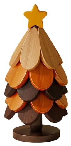 Weihnachtsbaum-Untersetzer-Set, 5-teilig, faltbar, Walnussholz-Untersetzer mit Ständer, perfekt für heiße Gerichte, Tassen, Teekannen, Teller, Küche, Theke und Weihnachtsdekoration