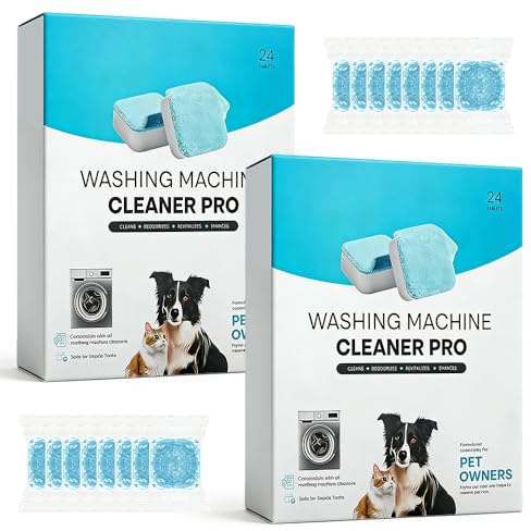 48 Stück Waschmaschinenreiniger Tabs, Waschmaschinen Reiniger Extra Stark Gegen Geruch & Kalk, Washing Machine Cleaner Entfernt Tierhaare & Tiefenreinigung für Haustierbesitzer