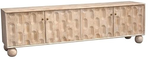 DRW TV-Möbel mit 4 Holztüren in Natur, 50 x 170 x 40 cm