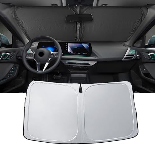 LUWU [Actualización] Compatible con BMW Serie 1 F70 2025 2026 Parasol para el parabrisas del coche, plegable, parasol interior, protección UV, parasol delantero, protección contra el viento, parasol