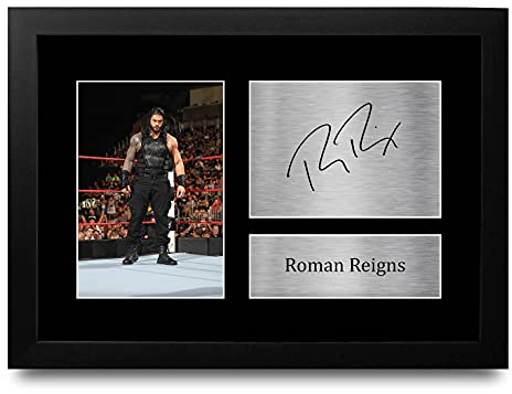 HWC Trading Roman Reigns A4 Gerahmte Signiert Gedruckt Autogramme Bild Druck-Fotoanzeige Geschenk Für Wwe Wrestling-Fans