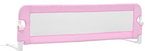 vidaXL Bettschutzgitter Bettgitter Kinderbettgitter Babybettgitter Rausfallschutz Kinder Baby Kleinkind Gitter Kinderbett Rosa 120x42cm Polyester