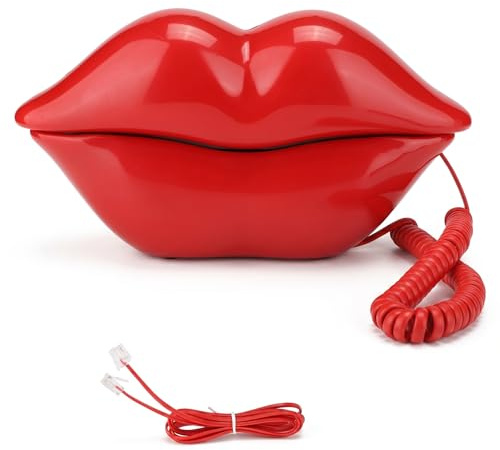 Landline Telephone WX-3016 Ergonomic Corded Fixed Phone for Home Office Red Desktop Use (Non-Wireless Design)