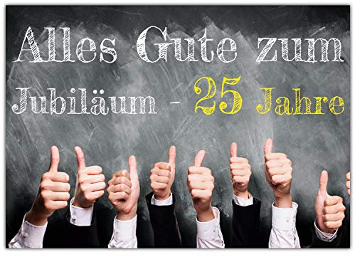 A4 XXL 25 Jubiläum Karte DAUMEN HOCH mit Umschlag - edle Jubiläumskarte - Glückwunschkarte zum 25. Dienstjubiläum Firmenjubiläum von BREITENWERK