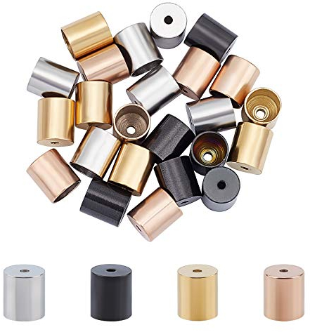 UNICRAFTALE Ca. 24 Stück 4 Farben 6mm Innendurchmesser Endkappe Metall kabelendkappen Edelstahlkabelkappen Lederkabelenden Perlenkappen Für Die DIY Schmuckherstellung