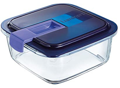 Luminarc Easy Box Recipiente Cuadrado Hermético Vidrio 16x16x6,8cm -76cl Sodo Apto Microondas Apto Frigorífico Reciclable