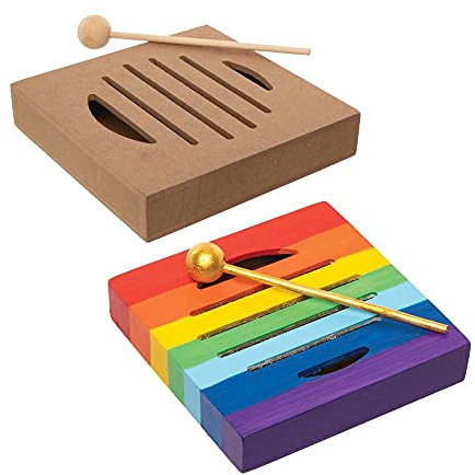 Baker Ross FE599 Mini Wooden Rhythm Blocks - Pack of 3, Make Your Own Musical Instruments, Wooden Toys for Kids, Paint Your Own Wooden Crafts
