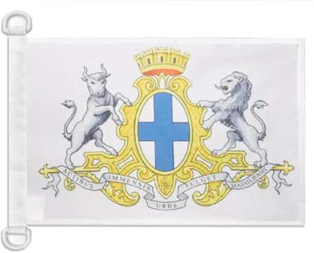 AZ FLAG - Drapeau Armoiries de Marseille - 45x30 cm - Pavillon Nautique Marseillais - Ville De Marseille Spécial Bateau Et Extérieur En Maille Bloquée Avec Anneaux Plastiques Intégrés - 30g