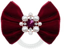 Invisibobble Bowtique Haarschleife, Spiral Haargummi Schleife Bordeaux Rot mit Perlen I Haarschmuck für Mädchen & Damen I Limited Collection