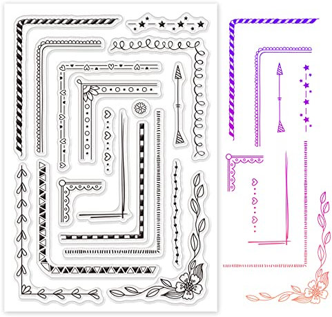 GLOBLELAND Silikonstempel Spitze Klare Stempel Ecke Transparente Stempel Spitze Clear Stamps für Kartenherstellung und DIY Scrapbooking Dekor