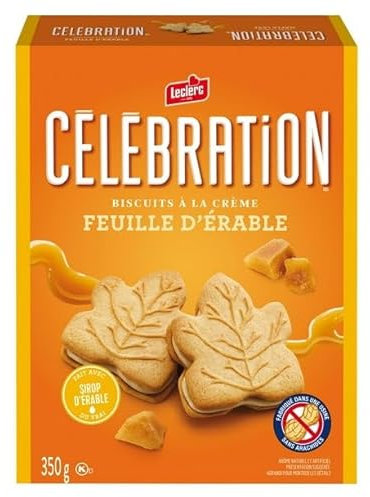 Biscuits feuille d'érable Fourré à la crème d'érable - Fait avec du pur sirop d'érable du Canada - 350 g