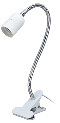 SEAFRONT Weißer LED Tischlampe Halter E27/E26 Schreibtischlampe LED Halter Klemmbar Einzelner Kopf 360 Grad verstellbarer Klemmlampe Halter 100‑240 V Schreibtisch Zubehör(nicht enthalten Glühbirne)