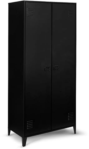 IDMarket - Kleiderschrank Ester, 2 Türen, Metall, Schwarz, Industriedesign